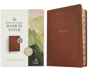 Biblia NTV de Estudio del Diario Vivir  Símil Piel Café Índice Letra Roja