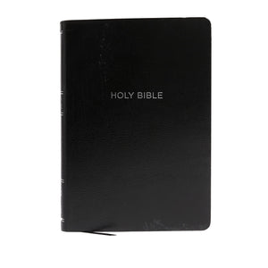 NKJV Holy Bible, Giant Print Center-Column Reference Bible, Black Leather-look, Thumb Indexed, 72,000+ Cross References, Red Letter, Comfort Print: New King James Version