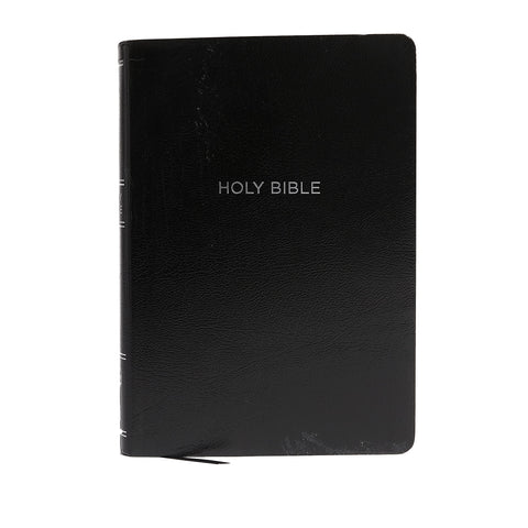 Image of NKJV Holy Bible, Giant Print Center-Column Reference Bible, Black Leather-look, Thumb Indexed, 72,000+ Cross References, Red Letter, Comfort Print: New King James Version