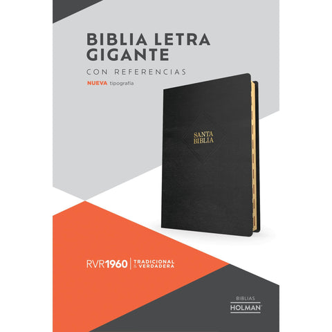 Image of Biblia RVR 1960 Letra Gigante Negro Piel con Índice