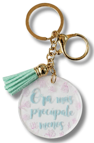 Image of Llavero Acrílico con Tassel Ora Mas Preocúpate Menos