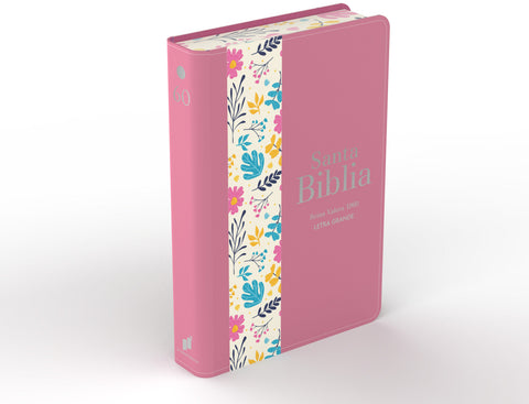Image of BIBLIA RVR 1960 LETRA GRANDE TAMANO MANUAL SIMIL PIEL DUOTONE ROSA OSCURO FLORES