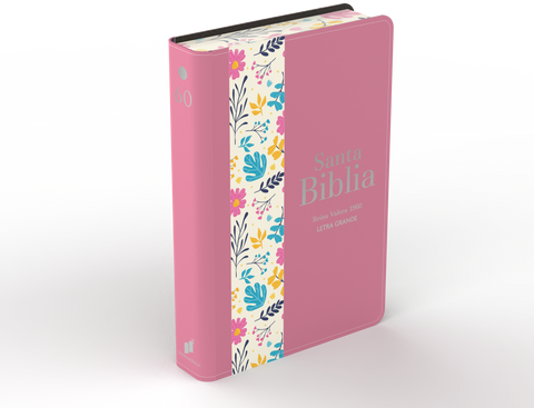 Image of BIBLIA RVR 1960 LETRA GRANDE TAMANO MANUAL SIMIL PIEL DUOTONE ROSA OSCURO FLORES