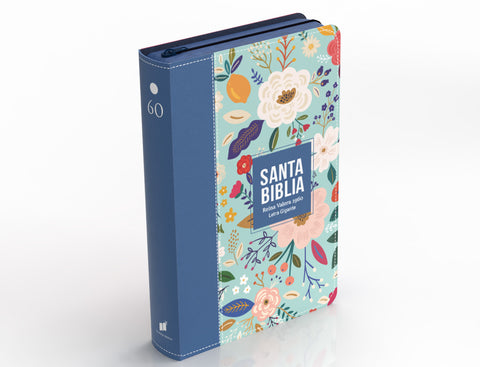 Image of BIBLIA RVR 1960 LETRA GIGANTE 14 PUNTOS SIMIL PIEL AZUL COBALTO CON CIERRE E INDICE