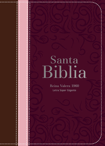 Image of Biblia RVR 1960 Letra Súper Gigante Símil Piel Tricolor Marrón Palo Rosa Guinda