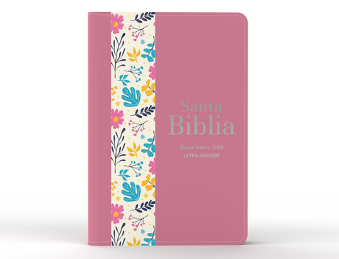 Image of BIBLIA RVR 1960 LETRA GRANDE TAMANO MANUAL SIMIL PIEL DUOTONE ROSA OSCURO FLORES