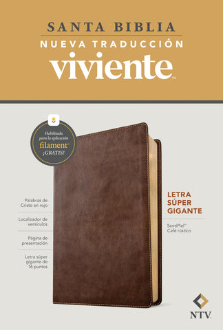Image of BIBLIA NTV LETRA SUPER GIGANTE FILAMENT SIMIL PIEL CAFE RUSTICO