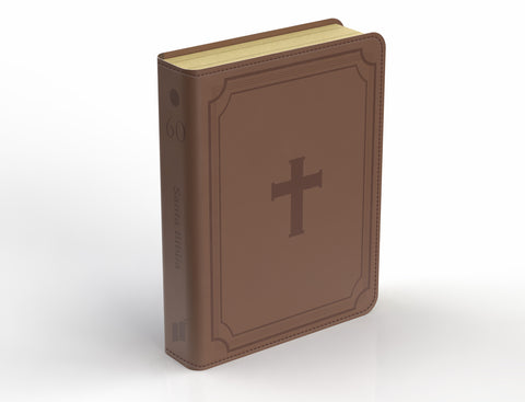 Image of BIBLIA RVR 1960 COMPACTA LETRA GRANDE 11 PUNTOS SIMIL PIEL CRUZ MARRON