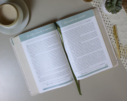 Image of Biblia RVR 1960 de Promesas Devocional Virtuosa Letra Gigante Piel Especial Crema