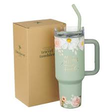 Image of He Restores My Soul 40 oz Stainless Steel Tumbler with Straw - Psalm 23:3