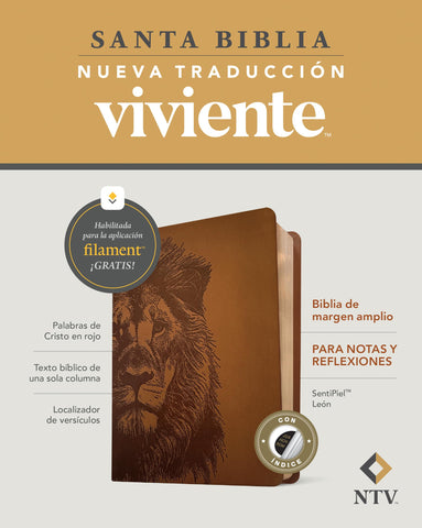Image of BIBLIA NTV MARGEN AMPLIO FILAMENT SIMIL PIEL LEON INDICE