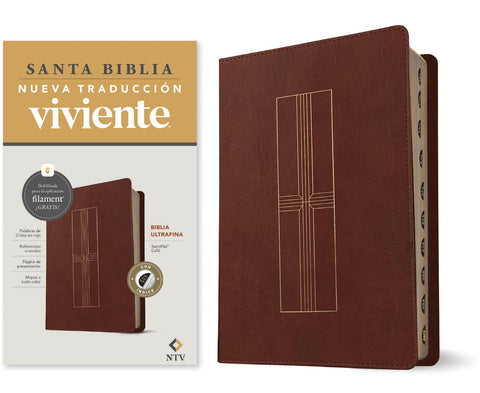 Image of Biblia NTV Ultrafina con Filament Café Símil Piel con Índice