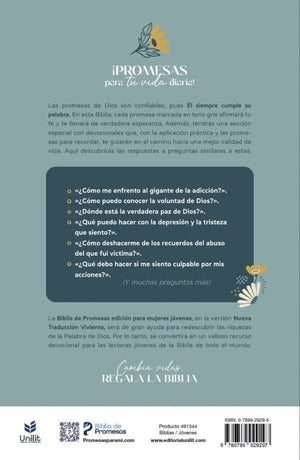Biblia NTV de Promesas Edición para Mujeres Jóvenes Tapa Dura