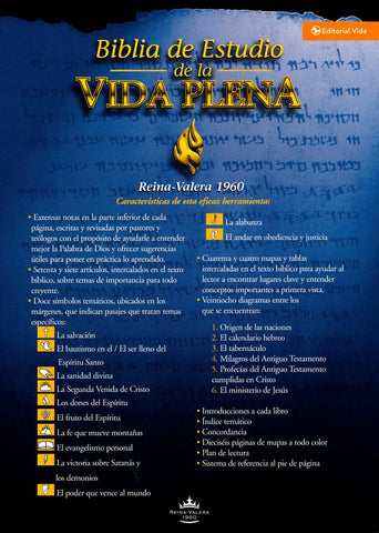 Image of Biblia RVR 1960 Vida Plena Tapa Dura Negro Índice