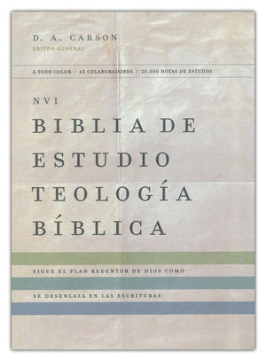 Biblia NVI de Estudio Teología Bíblica Piel Café Interior a Cuatro Colores