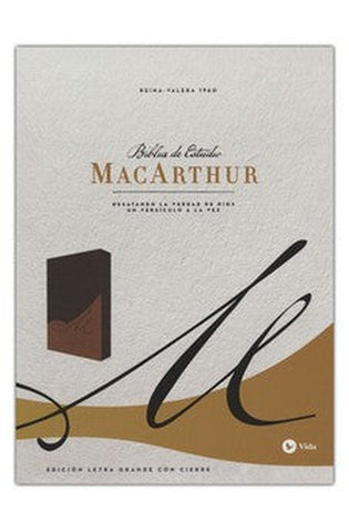 Image of Biblia RVR 1960 de Estudio Macarthur Letra Grande Leathersoft Café con Índice con Cierre