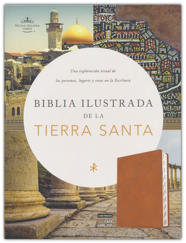 Image of Biblia RVR 1960 Ilustrada Tierra Santa Café Símil Piel