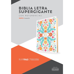 Biblia RVR 1960 Súper Gigante Floreada Símil Piel