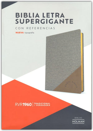 Biblia RVR 1960 Súper Gigante Gris Símil Piel