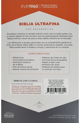 Image of Biblia RVR 1960 Ultrafina Negro Piel Fabricada con Índice