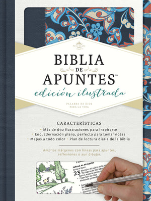 Biblia RVR 1960 de Apuntes Edición Ilustrada Tela en Rosado y Azul