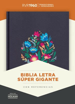 Biblia RVR 1960 Letra Súper Gigante Bordado Sobre Tela con Índice