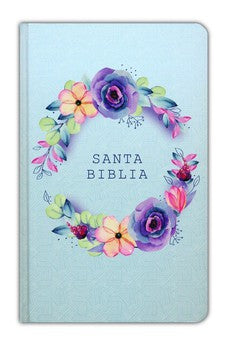 Biblia RVR 1960 Letra Grande Tamaño Manual Flores Azules Tapa Dura