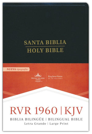 Biblia RVR 1960 KJV Bilingüe Letra Grande Negro Símil Piel con Índice
