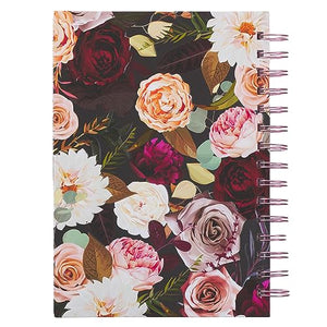 Diario Espiral Negro Floral Fuerte y Valiente Jos 1:9