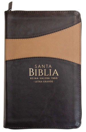Biblia RVR 1960 Letra Grande Tamaño Manual Símil Piel Duotone Café Café con Cierre