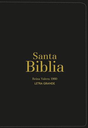Biblia RVR 1960 Letra Grande Tamaño Manual Símil Piel Negro con Cierre e Índice