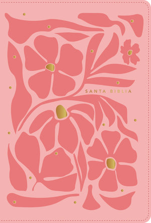 Biblia NTV Ultrafina  Letra Grande con Filament Símil Piel Flores Rosa Índice Letra Roja