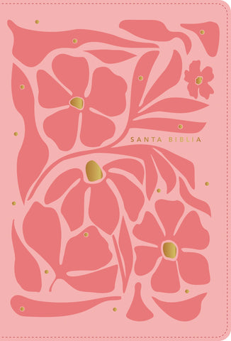 Image of Biblia NTV Ultrafina  Letra Grande con Filament Símil Piel Flores Rosa Índice Letra Roja