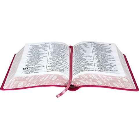 Image of BIBLIA EM PORTUGUES RA045LG TAPA IMITACION CUERO ROSA OSCURO CANTO FLORALES