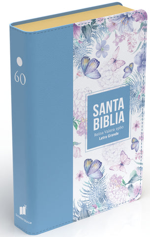 Image of Biblia RVR 1960 Letra Grande Tamaño Manual Símil Piel Azul Acero Claro
