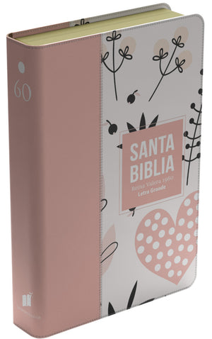 Biblia RVR 1960 Letra Grande Tamaño Manual Símil Piel Rosado