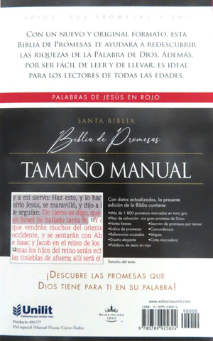 Image of Biblia RVR 1960 Promesas Letra Grande Tamaño Manual Rosada Cierre con Índice