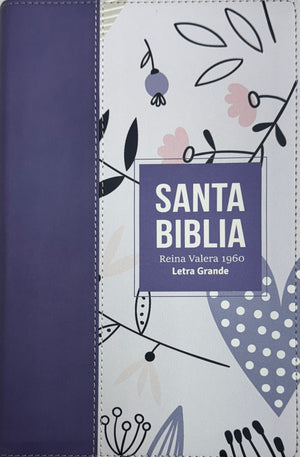 Biblia RVR 1960 Letra Grande Tamaño Manual Símil Piel Lila