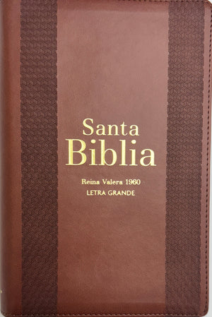 Biblia RVR 1960 Letra Grande Tamaño Manual Marrón con Cierre e Índice