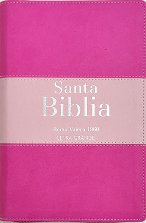 Biblia RVR 1960 Letra Grande Tamaño Manual Tricolor Fucsia Palo Rosa Fucsia con Cierre e Índice