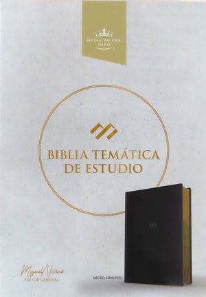 Biblia RVR 1960 de Estudio Temática Miguel Nuñez Símil Piel Negro