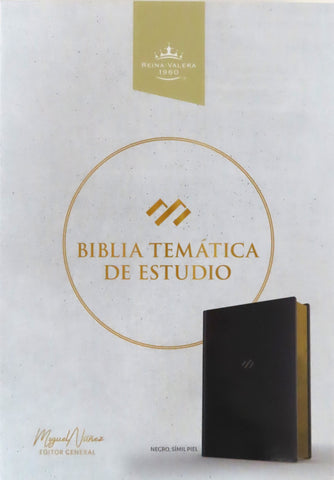 Image of Biblia RVR 1960 de Estudio Temática Miguel Nuñez Símil Piel Negro