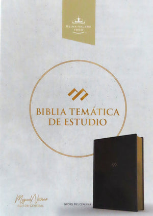 Biblia RVR 1960 de Estudio Temática Miguel Nuñez Piel Genuina Negro