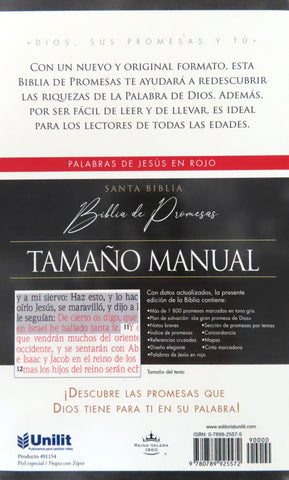 Image of Biblia RVR 1960 de Promesas Tamaño Manual Negro Símil Piel con Cierre