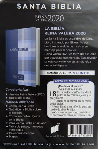 Image of Biblia RVR 2020 Compacta Cuadros Azules Tapa Dura