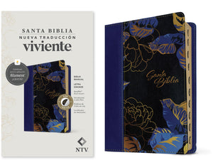 Biblia NTV Manual Letra Grande con Filament Símil Piel Azul Oscuro Índice Letra Roja