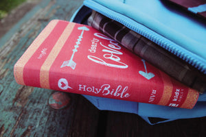 NIV, Girls' Ultimate Backpack Bible, Faithgirlz Edition, Compact, Flexcover, Coral, Red Letter, Comfort Print