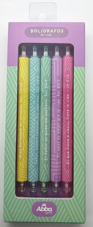 Pack 5 Bolígrafos en Caja de Vida