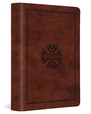 ESV LARGE PRINT COMPACT BIBLE (TRUTONE BROWN, MOSAIC CROSS DESIGN)