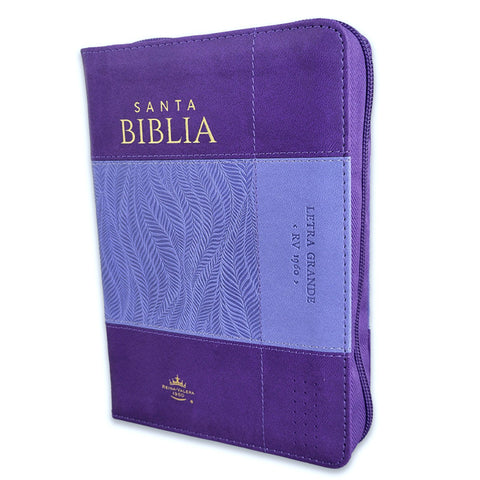 Image of Biblia RVR 1960 Compacta Duotono Lila Símil Piel con Índice y Cierre